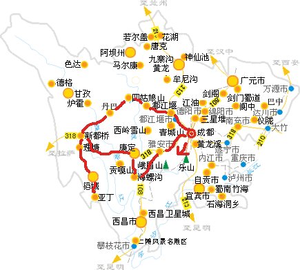 四川旅游攻略旅游地图高清版“小红书”景点